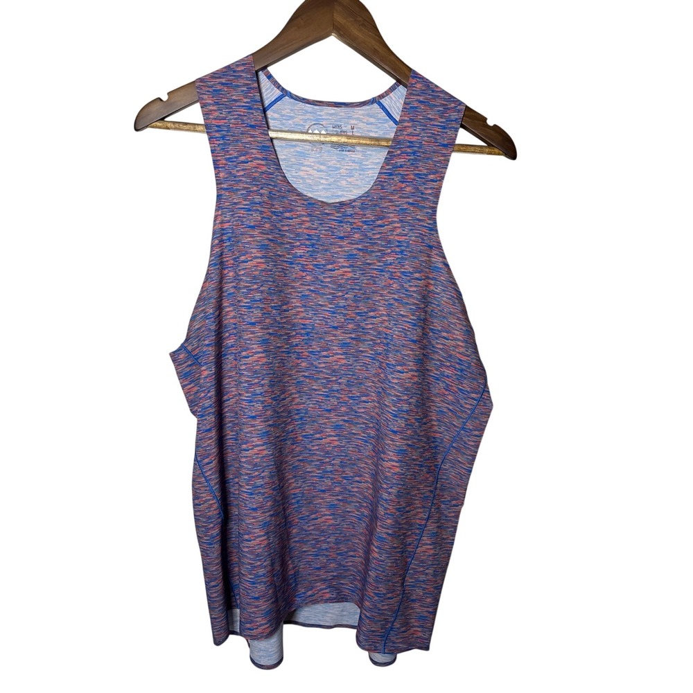 Janji Orbital Singlet Geo-Melange Running Tank AFO Blue Orange Mens M Womens L